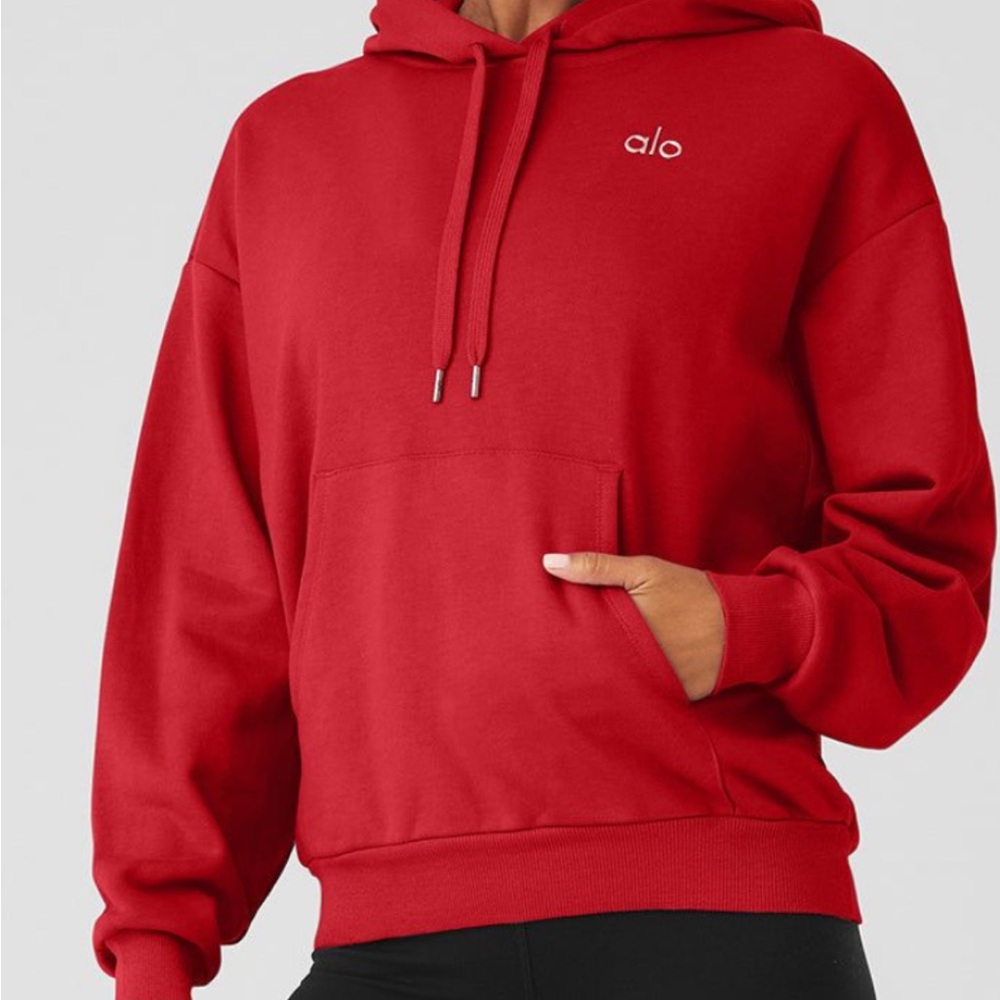 ALO Yoga Red Hoodie with White Logo